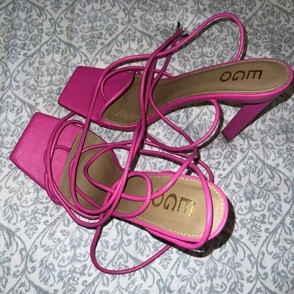 Strappy lace up heels string between toes pink ego size 8 - Picture 3 of 6